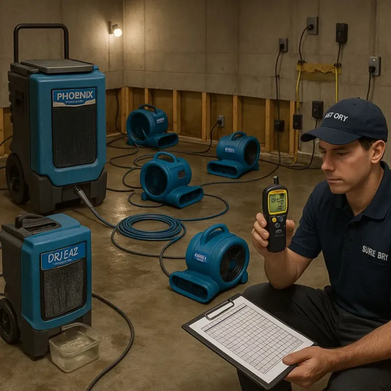 Structural Drying and Dehumidification process in Oak Hills Place, LA